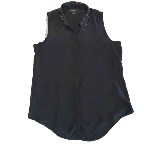 Rock & Republic Tops - Rock & Republic Black Studded Sleeveless Button Front Top Large